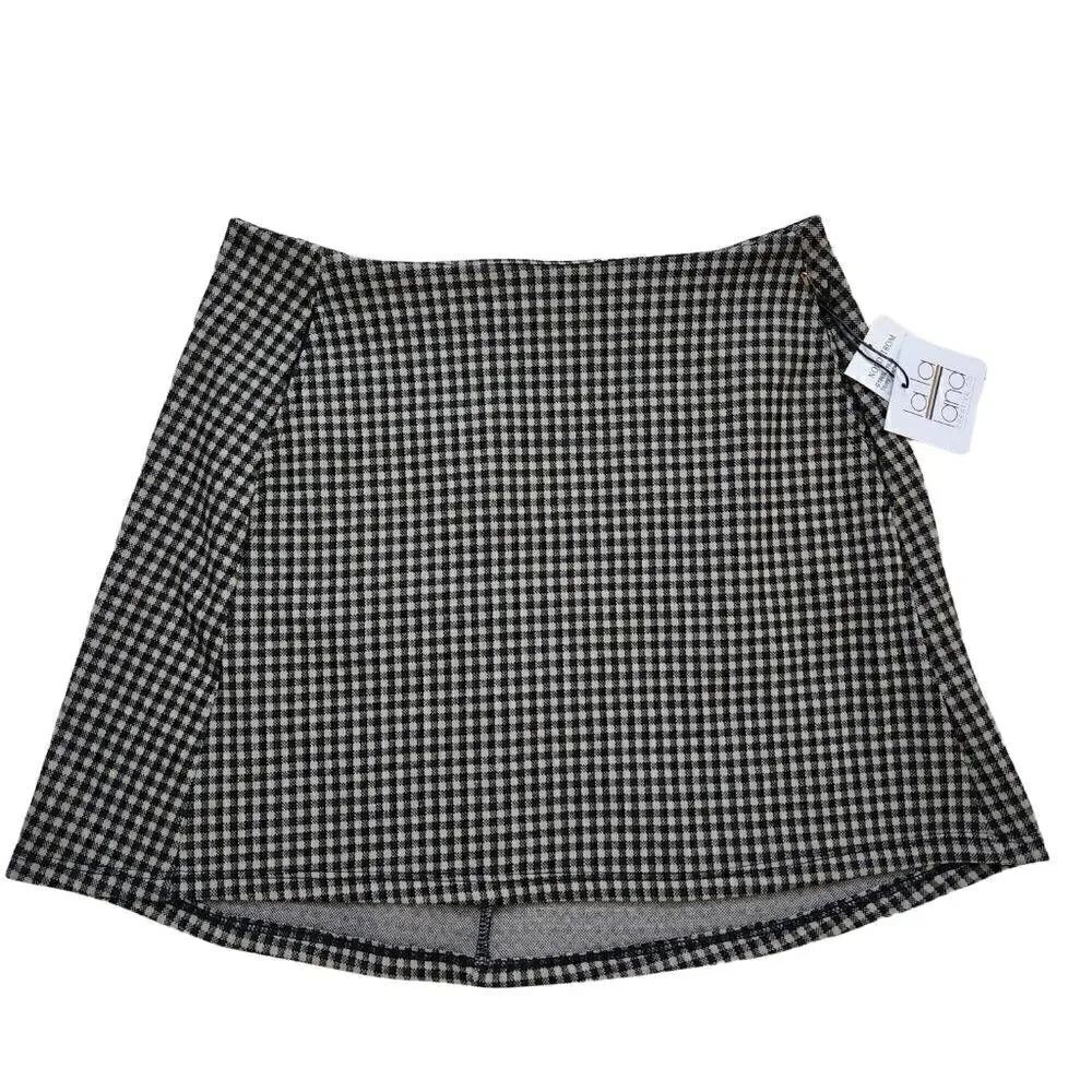NEW LaLa Land Creative Co Ladies Black & Tan Check Skirt - Size Medium
